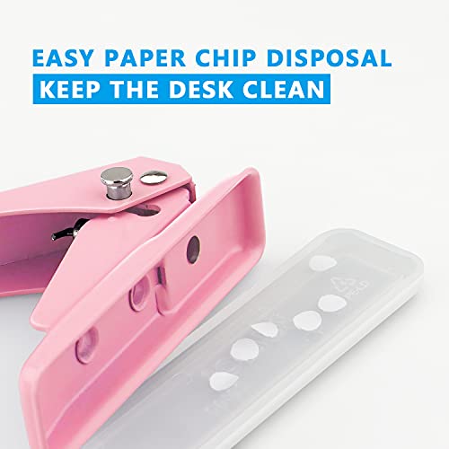 Single Hole Puncher, 1/4" Hole, 20 Sheet Capacity, Pink, 1 Pack - color: Pink