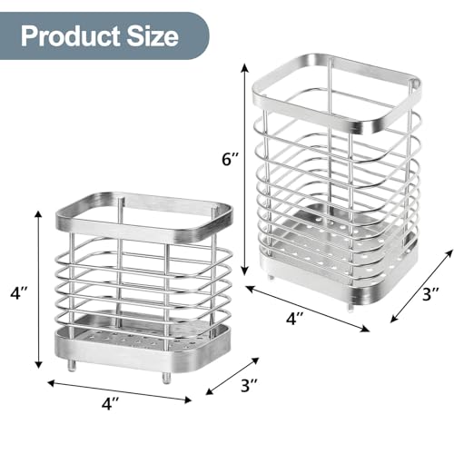 Utensil Holder, Stainless Steel Utensil Drying Rack for Kitchen Counter - color: Small, Silver