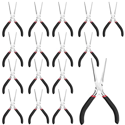15 PCS 6 Inch Needle Nose Pliers, Precision Pliers with Extra Long Tips and Non-Serrated Jaws for Wire Wrapping, Jewelry Making, Gripping Gadgets
