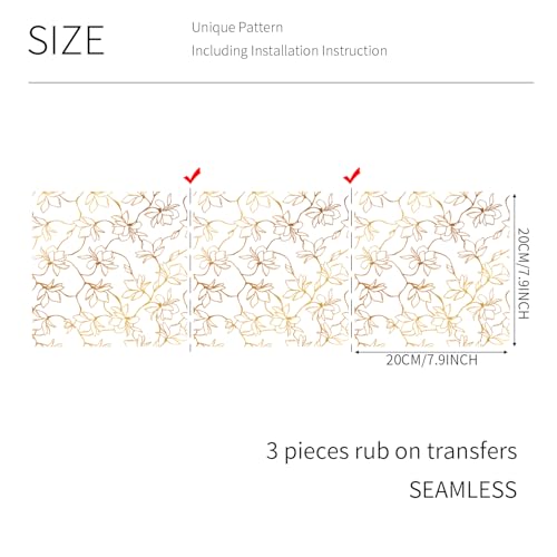 Gold Foil Rub on Transfer for Furniture DTF Transfers for Wood Drawer Decor, Magnolia - style: Magnolia