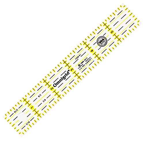 Omnigrip 1" x 6" Clear Quilting Ruler by Omnigrid - size: 1" x 6"