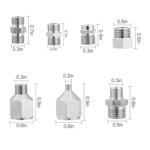 HUBEST 11pc Airbrush Adapter Kit, 1/8" 1/4" BSP for Badger Paasche Aztec - size: KIT 2