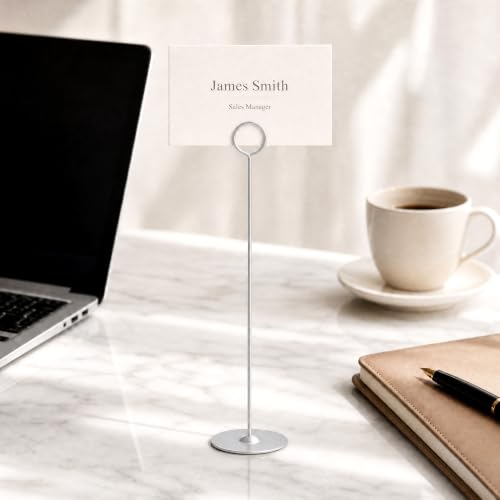 12 Inch Matte Silver Steel Place Card Holder,16 Pack Table Number Holder - color: Matte Silver Round 16PK