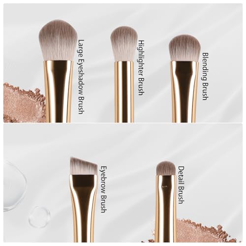 Eye Makeup Brush Set 5Pcs, Blending Eyeshadow Brushes for Beginners, Black - color: Black-5