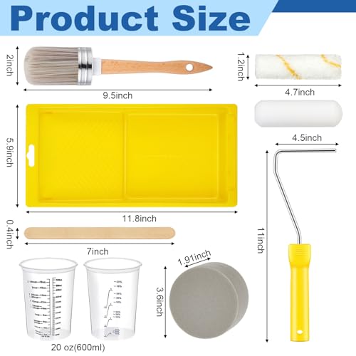 LemonRoad 18 Pcs Paint Brush and Roller Set, 4 Inch, Combo Brush Set - size: 4 Inch, style: Combo Brush Set