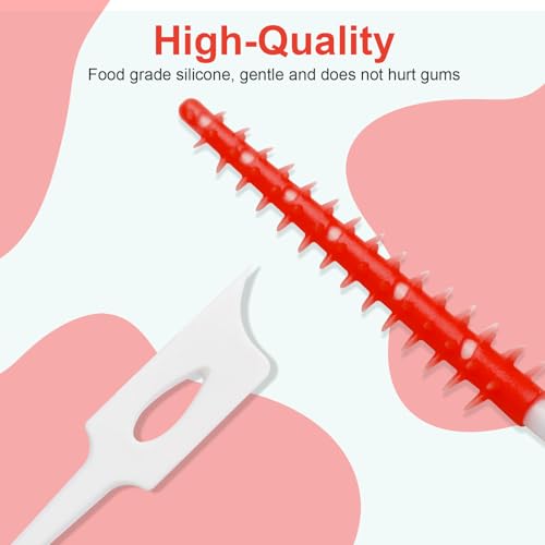 Dental Floss Picks, 200 Count, Soft Rubber Brush Head, Interdental Brushes with Convenient Carry Case,Dual-Ended Toothpick Travel Teeth Cleaning Tools (Red) - color: Red