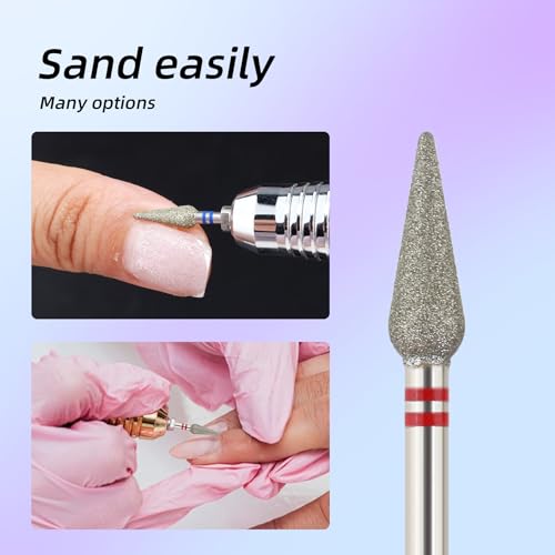 QUNZHAO 2Pcs Diamond Nail Drill Bits Carbide Conical Micro Cuticle Remover Bit for Under Nail Dead Skin Cleaning Cuticle Remove Nail Art Design Manicure (12 set 4.0mm Bud Shape) - size: 12 set 4.0mm Bud Shape