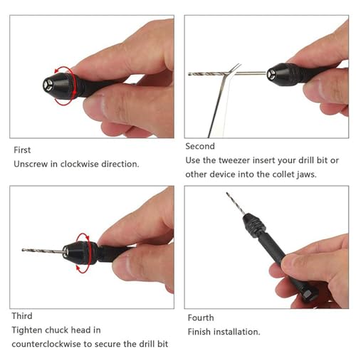 Pin Vise Small Hand Drill 49pcs Hand Drill Bits Set Manual Craft Drill Micro Twist Drill Bits Set Rotary Tools for Wood, Jewelry, Plastic, Resin, Miniature