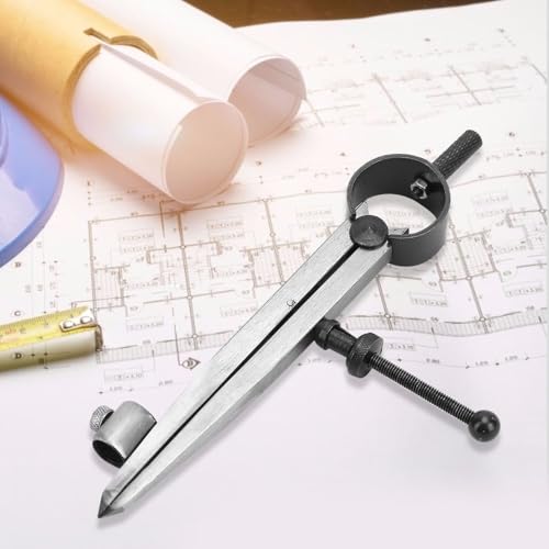 Drafting Compass with Pencil Fixer – Carbon Steel Precision Divider for Metalwork & Leather Craft, Rotating Scriber Tool for Accurate Line Drawing