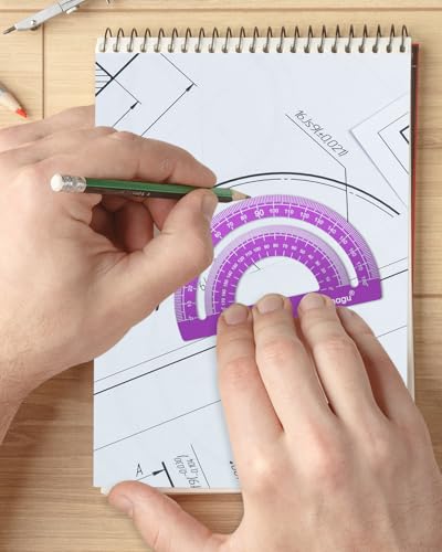 Honagu Triangular Ruler Set, 4 Pieces Aluminum Alloy Ruler, Metal Drafting Ruler, Geometric Protractor for Students,Teacher, Draftsmen, Engineers,Gift Stocking Stuffers for Kids(15cm/5.9inch, Purple) - color: Purple, size: 15cm
