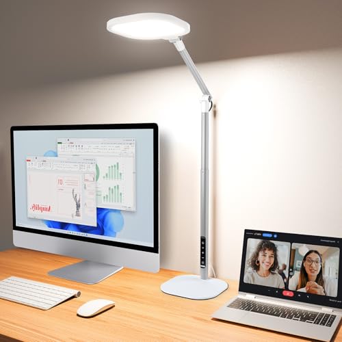 LitONES Tall LED Desk Lamps Home Office, Edge-Lit Eye-Care, 50 Light Modes - size: White 1Pack