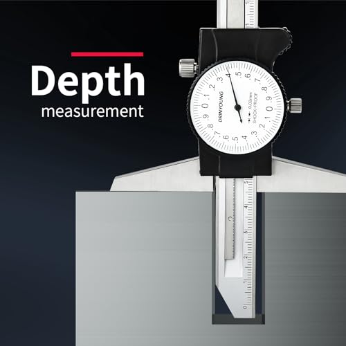 Depth Calipers with Gauge 0-150/200mm 0.02mm Precision Shockproof Four-use Measuring Tool (Mechanical/Automotive Repair)，DRINYOUNG (0-200 mm (Depth dial Caliper)) - size: 0-8" (Depth Dial Caliper)