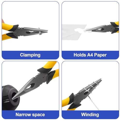 8-Inch Premium Needle Nose Pliers, Wiojided HCS Precision Long Nose Pliers