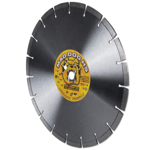 Delta Diamond Mad Dog HS 14 Inch Segmented Diamond Saw Blade, .125 X 20mm Arbor, Made in USA, Premium, Wet/Dry, Laser-Welded, General Purpose Cutting Concrete, Masonry, Stone (14") - size: 14 Inch x 20MM Arbor