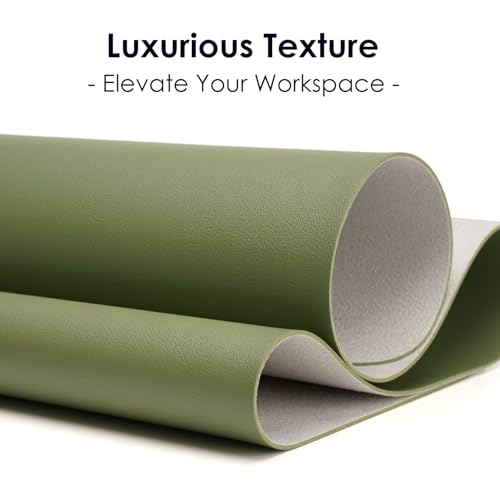 Non-Slip Leather Desk Pad Protector Mouse Mat, Avocado Green 31.5x15.7 in - color: Avocado Green, size: 31.5" x 15.7"