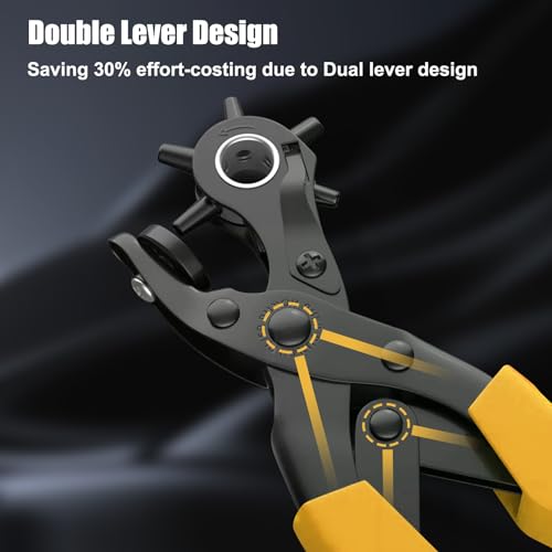 Leather Hole Puncher, Diyife Full Set Punch Tool Kits for Belts, Leather - color: Yellow