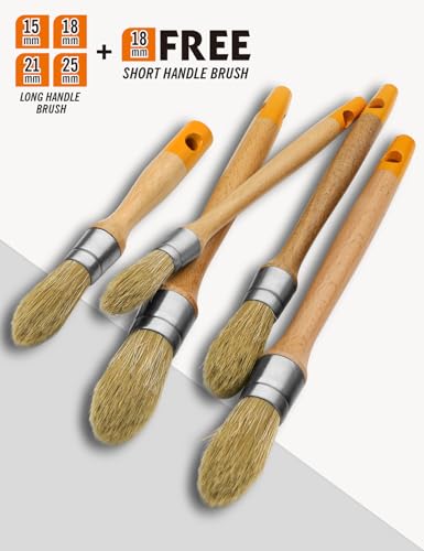 ROLLINGDOG Trim Paint Brushes 5PC Round Trim Brushes - color: 5pcs