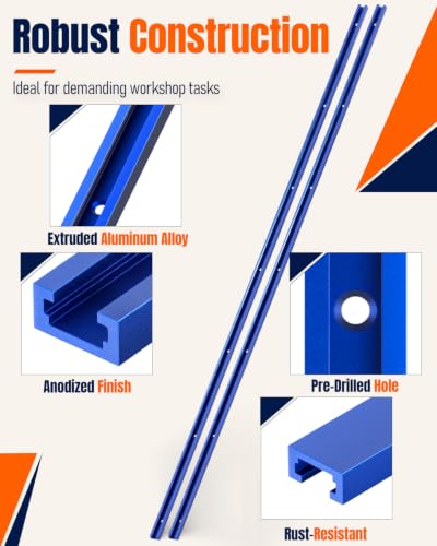 Vibit 4 Pcs 48" Aluminum T Track with Predrilled Mounting Holes & Screws - size: 4 PCS-48 Inch