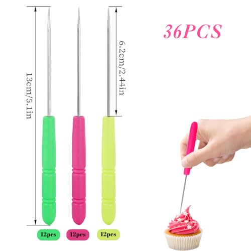 36 Pcs Cookie Scribe Tool Sugar Stir Needle Biscuit Icing Pin DIY Baking Pin Stainless Steel Cookie Decorating Supplies for Royal Icing for Baking Lovers (3 Colors)