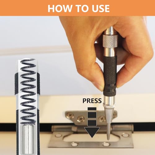 WHLLING 2-Piece Automatic Center Punch, 5 inch Spring Loaded Hole Punch - size: 5 Inch
