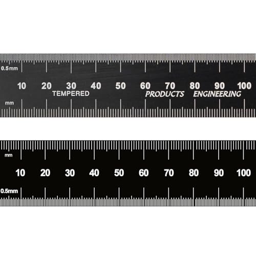 PEC Tools Metric Metal Ruler, 15CM, Made in USA - color: Black Chrome-Rigid, size: 150mm