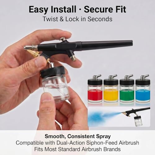 10pk 22cc Airbrush Bottles, Universal Jars for Most Siphon Guns - size: G3P