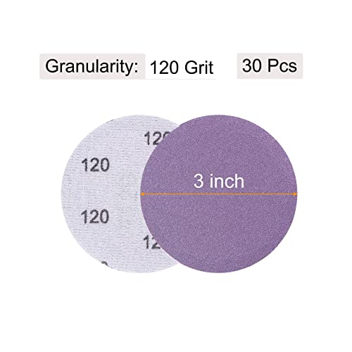 uxcell 30Pcs 3" Purple Sanding Discs 120 Grits Hook and Loop Sand Paper - style: 120 Grit