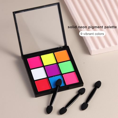 Fcozpjk Neon Nail Pigment Powder Palette, 9 Colors Solid Neon Nail Powder - color: Neon Colorful-2