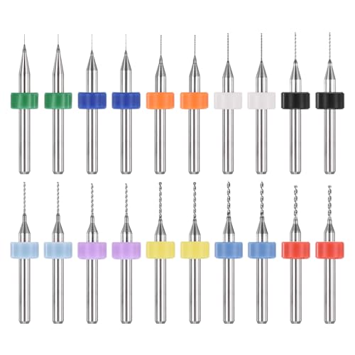PATIKIL 20Pcs 0.15mm-1mm Micro Drill Bits Set Carbide Tungsten Steel - size: 0.15-1mm