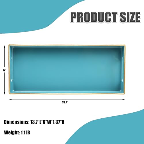 Teal Blue Vanity Tray with Handles, 5.9"*13.7" - color: T1535lb