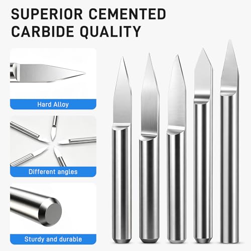 5PCS CNC Wood Carving Router Bit Set for Carvera/Carvera Air - size: Single Flute Engraving Bit