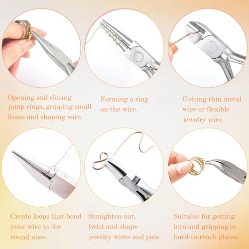 6 Pack Jewelry Pliers Set, Mini Pliers Set for Jewelry Making Bracelets