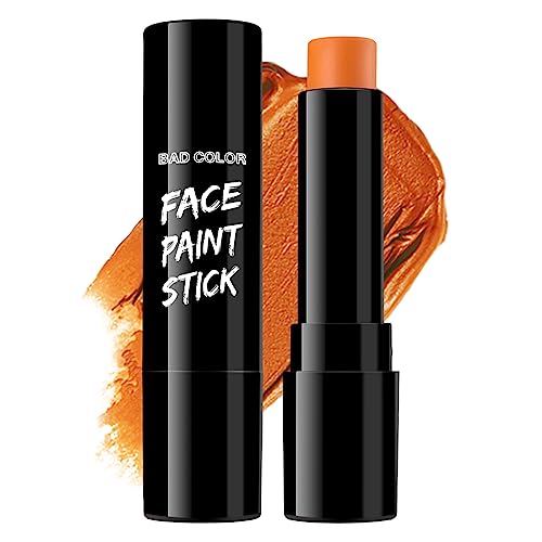 BADCOLOR Orange Face Body Paint Stick, Cream Blendable Eye Black Full Body Paint Makeup for Halloween SFX Makeup Cosplay Joker Zombie Vampire Costume Parties - color: 1PCS Orange