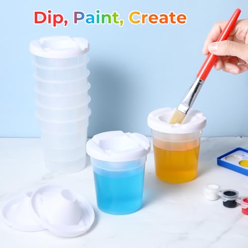 24 Packs No Spill Paint Cups with Lids Reusable Plastic Paint Water Cup for Painting, School, Classroom, Art Crafts Supplies