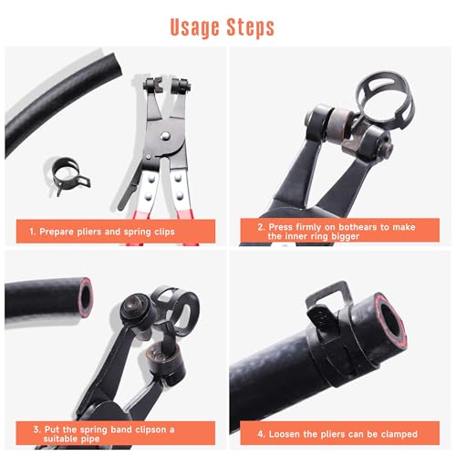 60Pcs 0.43"(11mm) Spring Band Hose Clamps, Black - color: Black-60pcs, size: 0.43"(11mm)