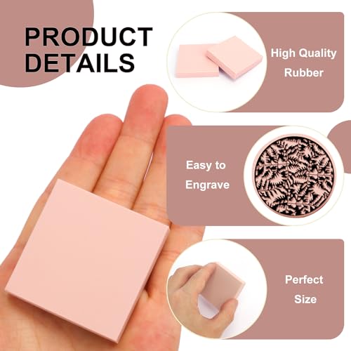 60 Pcs 2"x2" Rubber Carving Blocks, Linoleum Blocks, Stamp Carving Blocks for Printmaking, Linocut Artists, Crafts and More,(Pink) by KUKLIPJIM. - color: 60 Pcs 2"x2" Pink, size: 60 Pcs 2"x2"