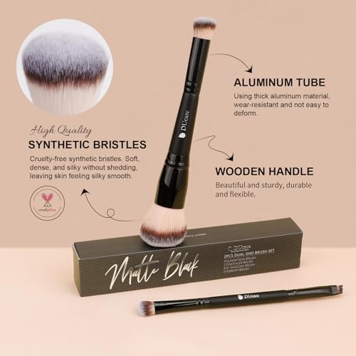 DUcare Dual-ended Makeup Brushes Foundation Brush Concealer Brush Face Eyebrow Eyeshadow Brush for Liquid, Powder, Buffing, Blending, Contouring Foundation Make Up Brushes - color: B06