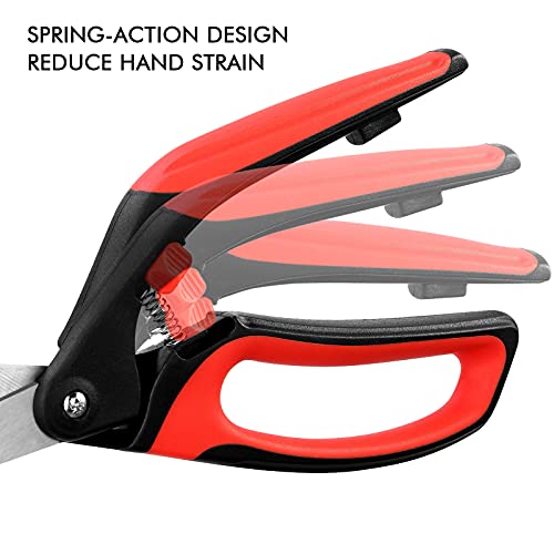 LIVINGO 10" Spring Action Fabric Scissors Heavy Duty Sewing Shears - color: Black/Red