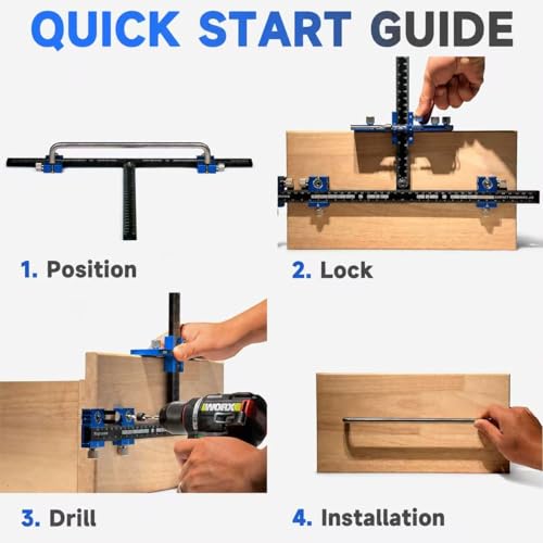 Cabinet Hardware Jig, Cabinet Drawer Pull Jig, Cabinet Pull Template Tool - color: Blue-black