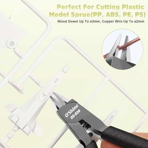 O'Shine Advanced Double-Edged Sprue Cutter, 4.7-inch Long & Thin Blade Gundam Nipper, Precision Plastic Model Kit Hobby Clippers, Protective Sheath Included - color: Black