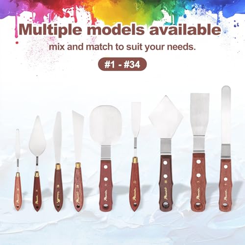 MECCANIXITY Pack of 2 Palette Knife No.20, 7.5" Long with Stainless Steel Flexible Spatula Pallet Knife and Wood Handle for Scraping, Mixing, Oil Acrylic Painting Canvas - style: No.20