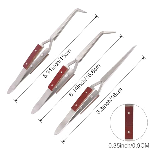 3pcs Soldering Tweezers Set Jewelry welding tweezers Cross Lock Tweezers for Jewelry Making 45° & Straight + 90° Angled Solder Tweezers