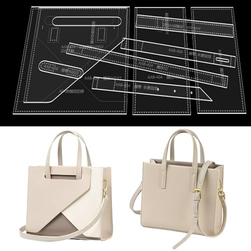 RIVEENY Shoulder Bag Handbag Acrylic Template Leather Pattern Acrylic Leather Pattern Leather Templates for Women's Shoulder Bags, transparent