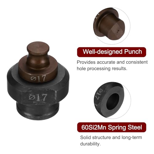 HARFINGTON Hydraulic Hole Punch Die 17mm Precise Round Hole Electric Punching Kit for MHP-20 JP-20, Burgundy & Black - size: 17mm