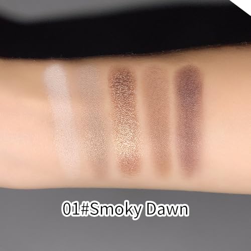 Neutral Nude Brown Matte Eyeshadow Palettes, 5 Color Natural Shimmer Gold Everyday Basic Eye Shadow Palette Makeup for Older Women, Suitable for Green Eyes, Brightening Eye Mini Travel Size 01# - color: B-#01
