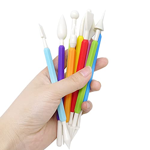 Honbay 9PCS Plastic Fondant Sculpture Pen Knife Tools Cake Decorating Hand Tools Pottery Sculpting Modeling Tools for Cake Flower Sculpture Pottery