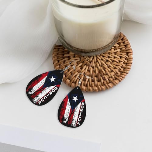Faux Leather Teardrop Earrings - color: Silver