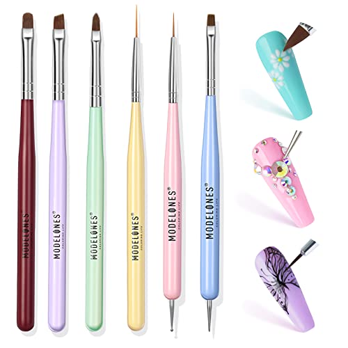 Modelones Nail Art Brushes, Gel Polish Liner Clean up Carving Dotting Tools - color: A-Blue-1