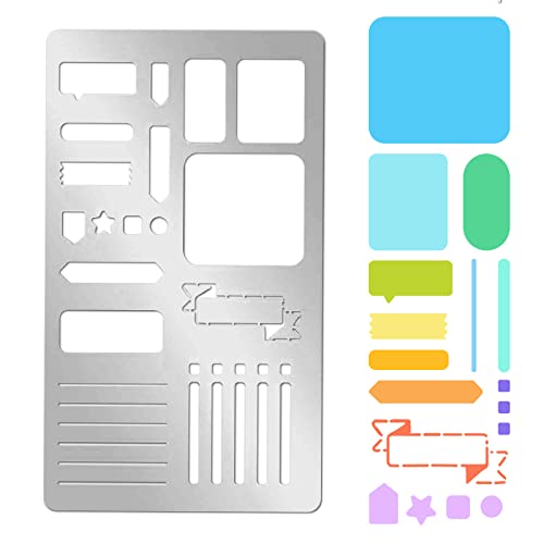 INFUNLY Bookmark Metal Journal Stencil Planner Stencils 4X7 Inches Stainless Steel Painting Stencils Kit Metal Frame Drawing Stencil Templates for DIY Engraving Painting Scrapbooking - color: Journal Metal Stencil