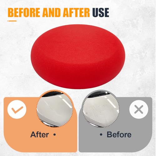 10PCS Car Foam Applicator Pads, 3.78" Round Auto Hand Polishing Pads, Compound Vehicle Detailing Sponges for Waxing, Paint, Ceramic, Glass (Red) - color: Red